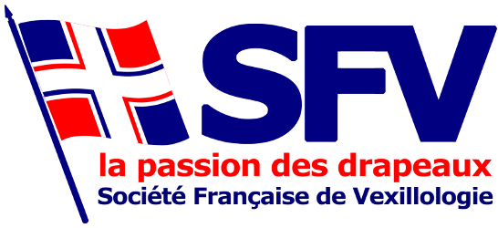 texte « SFV, la passion des drapeaux, Société Française de Vexillologie » accompagné du drapeau de la SFV